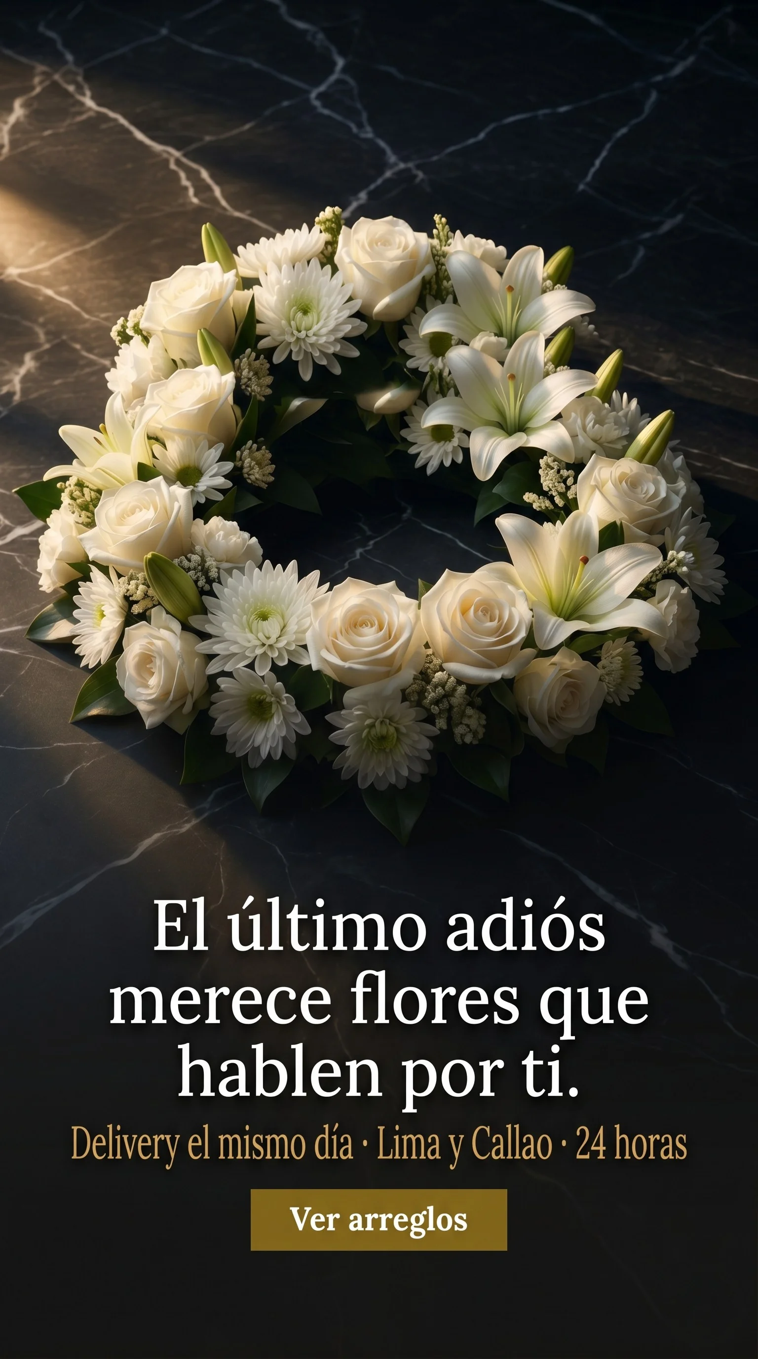 Corona de flores para funeral y arreglos para velorio con envío a domicilio en Lima - Florería para Velorio